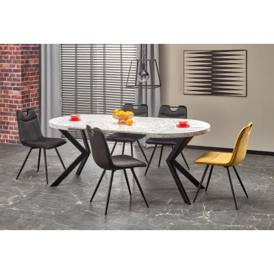 SLIDING TABLE PERONI, WHITE MARBLE - BLACK